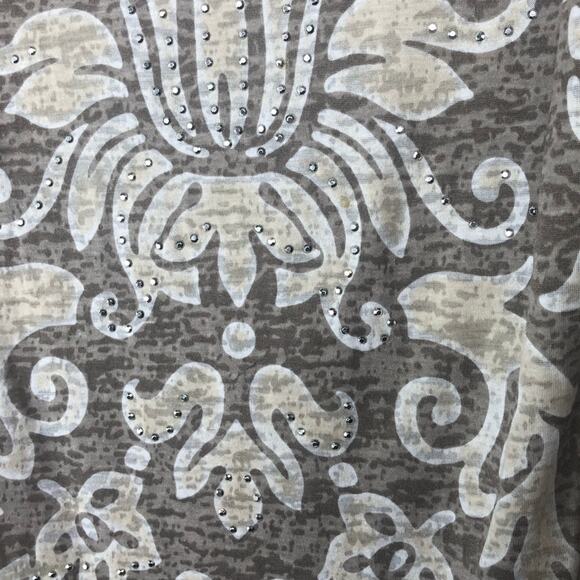 Y2k Inc. International Concepts Cream Paisley Swirly Casual 3/4 Sleeve Blouse - Picture 7 of 8